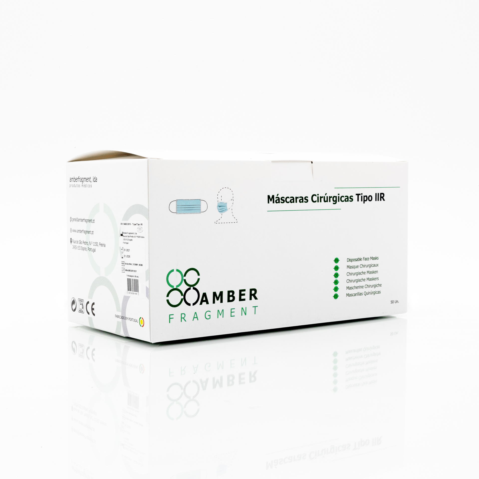Máscaras de Proteção Cirúrgicas AmberMed - 50 unidades Máscaras de Proteção Cirúrgicas AmberMed - 50 unidades
