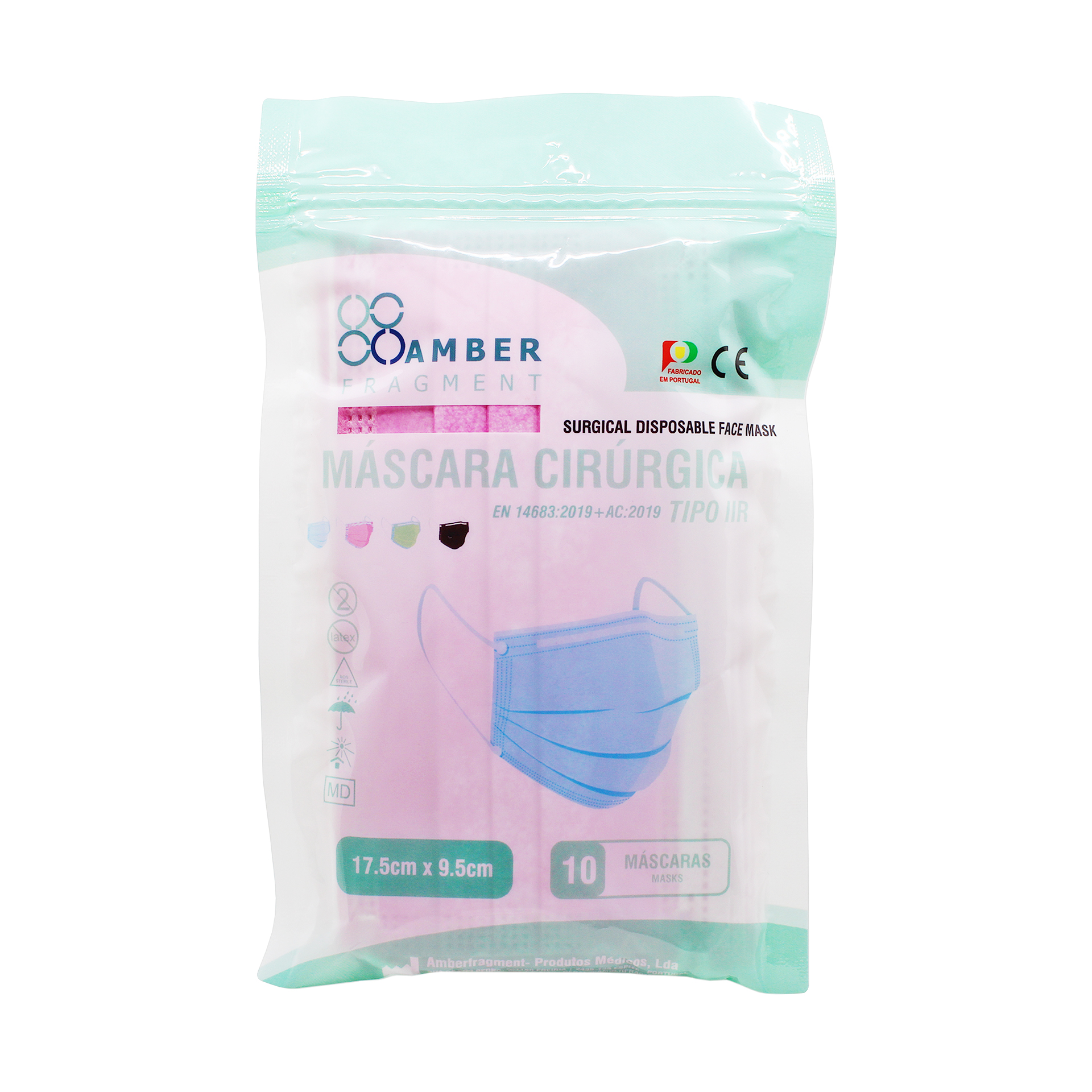 Máscaras de Proteção Cirúrgicas AmberMed | Rosa - 10 unidades Máscaras de Proteção Cirúrgicas AmberMed | Rosa - 10 unidades