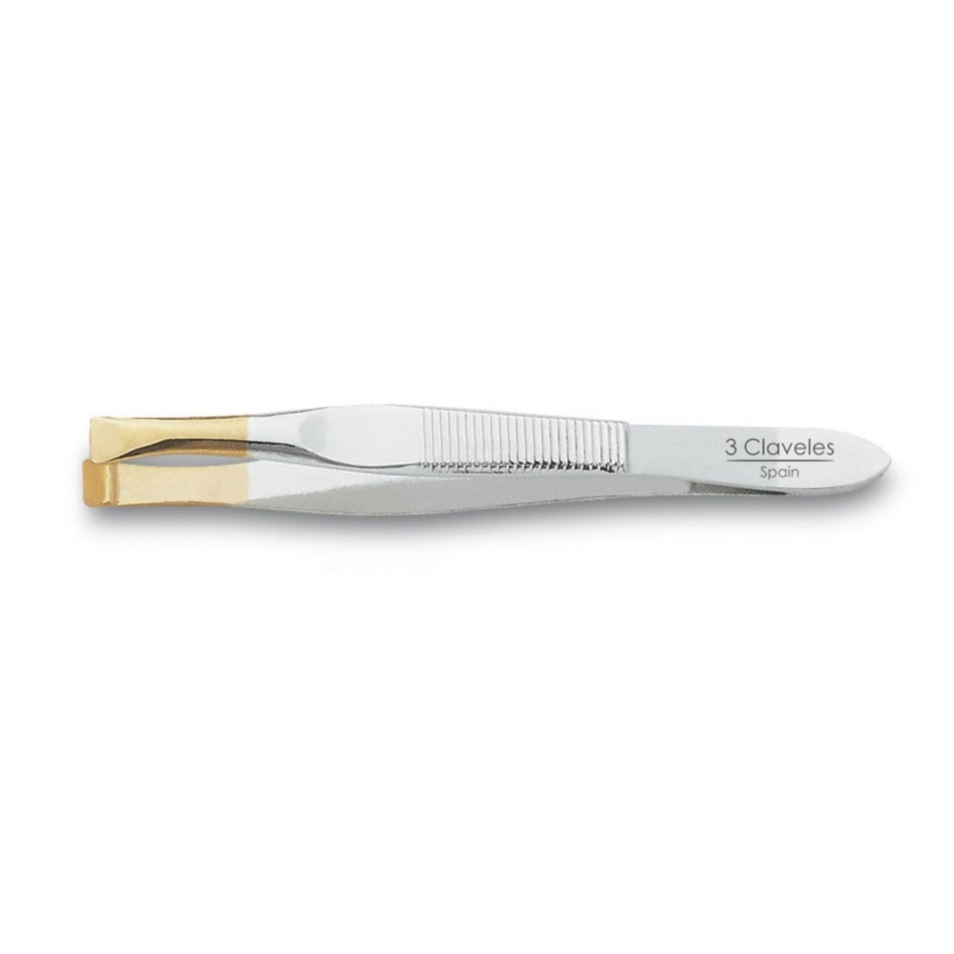 Pinça Depilatória Larga com Ponta Dourada 8 cm - 3 Claveles Pinça Depilatória Larga com Ponta Dourada 8 cm - 3 Claveles