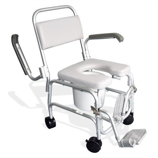 Cadeira de Banho Sanitária com Braços e 4 Rodízios Cadeira de Banho Sanitária com Braços e 4 Rodízios