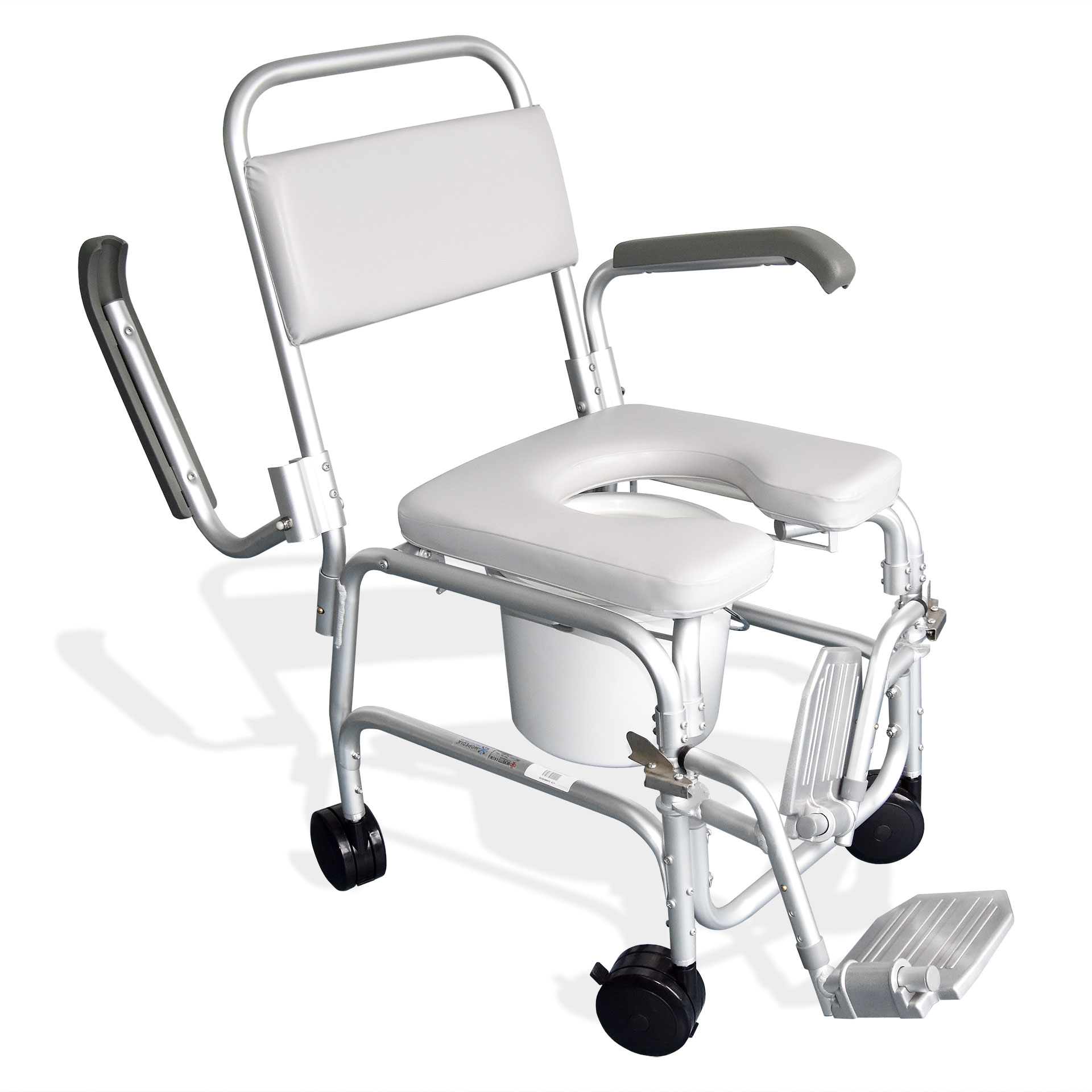 Cadeira de Banho Sanitária com Braços e 4 Rodízios Cadeira de Banho Sanitária com Braços e 4 Rodízios