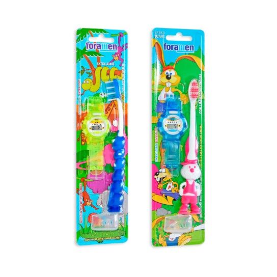 Escova de Dentes Extra Suave com Relógio - Foramen Junior Escova de Dentes Extra Suave com Relógio - Foramen Junior