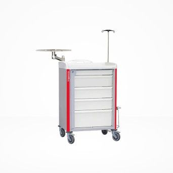 Carrinho de Emerg�ncia com 5 Gavetas em ABS Neop
