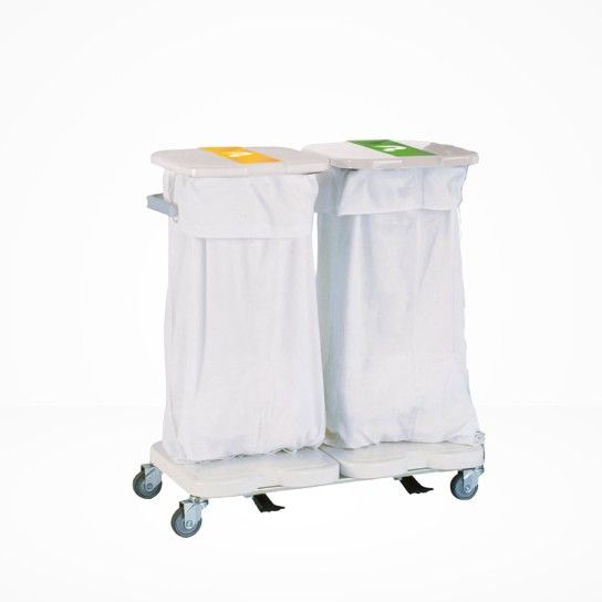 Carro Duplo para Roupa Suja com Tampas e Pedais